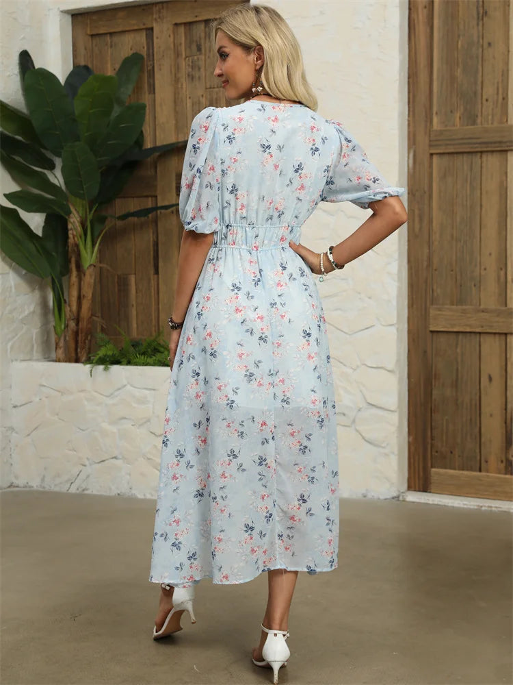 Chloe™ Chiffon Blomstret Kjole - Elegance til Hverdag