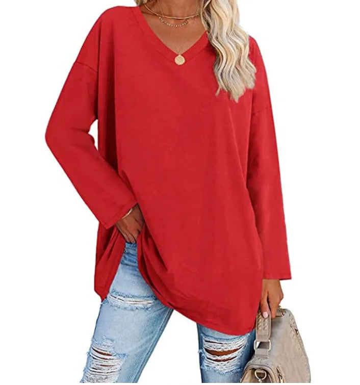 Oversized V-Hals Langærmet Trøje