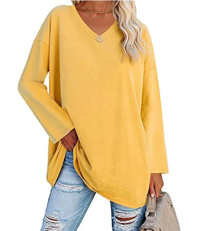 Oversized V-Hals Langærmet Trøje
