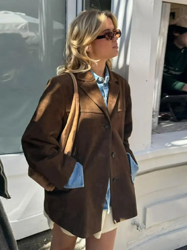 POULSEN™ | Mira oversize trenchcoat i luksuriøst ruskindslook
