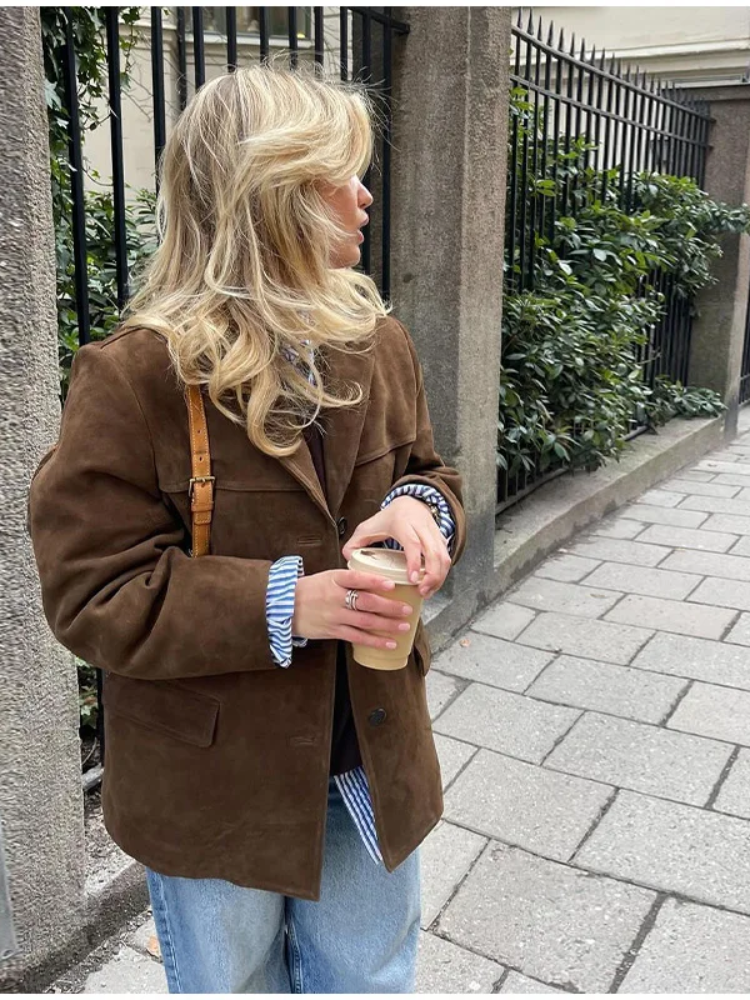 POULSEN™ | Mira oversize trenchcoat i luksuriøst ruskindslook
