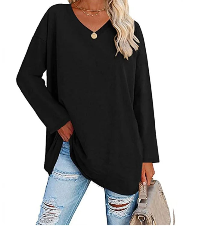 Oversized V-Hals Langærmet Trøje