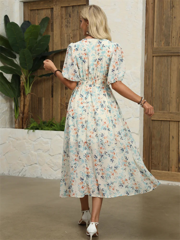 Chloe™ Chiffon Blomstret Kjole - Elegance til Hverdag