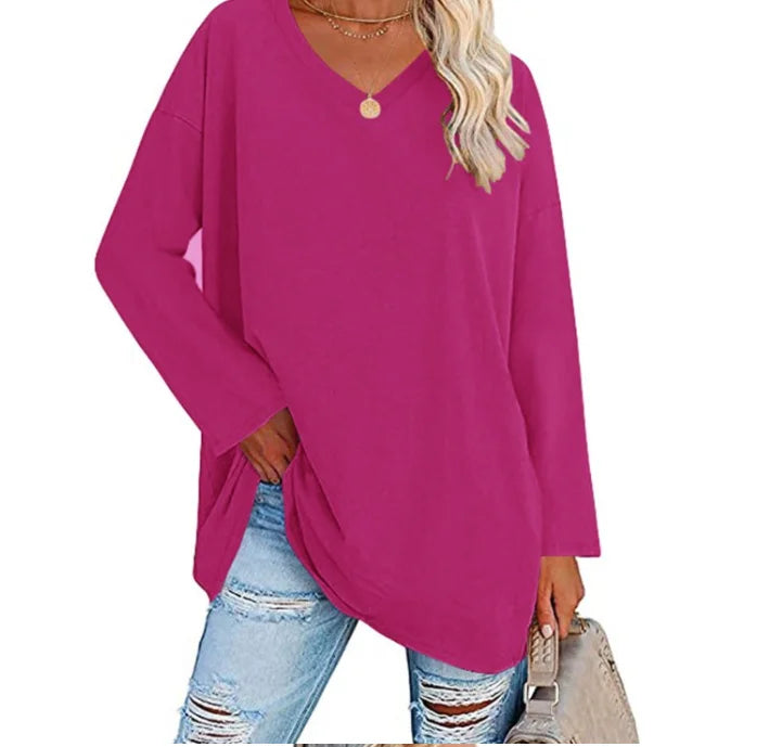 Oversized V-Hals Langærmet Trøje