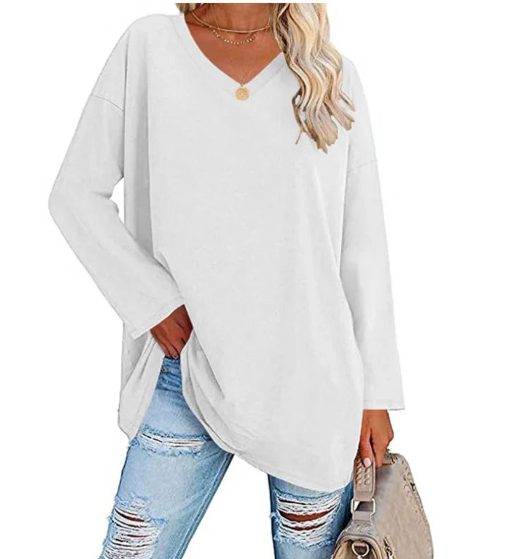 Oversized V-Hals Langærmet Trøje