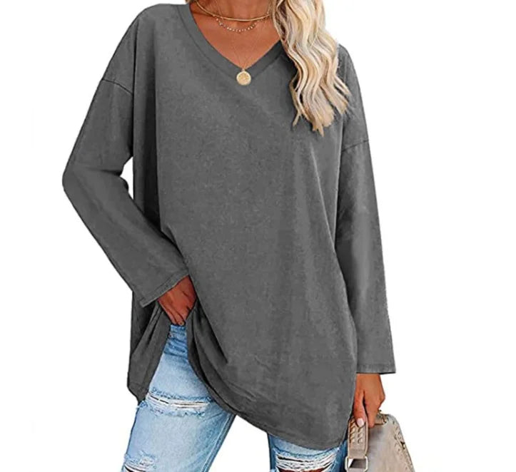 Oversized V-Hals Langærmet Trøje