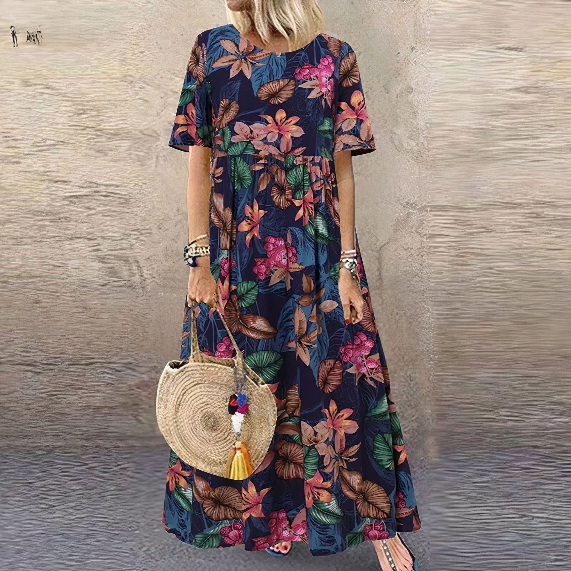 Elegant og Flydende Maxi Kjole Lotte™ med Blomster Charme™ - Olsen & Olsen