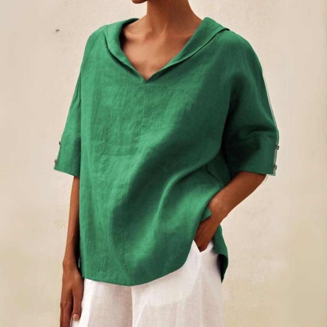 Casual Linnedame Skjorte Lena™ med V-udskæring - Olsen & Olsen™