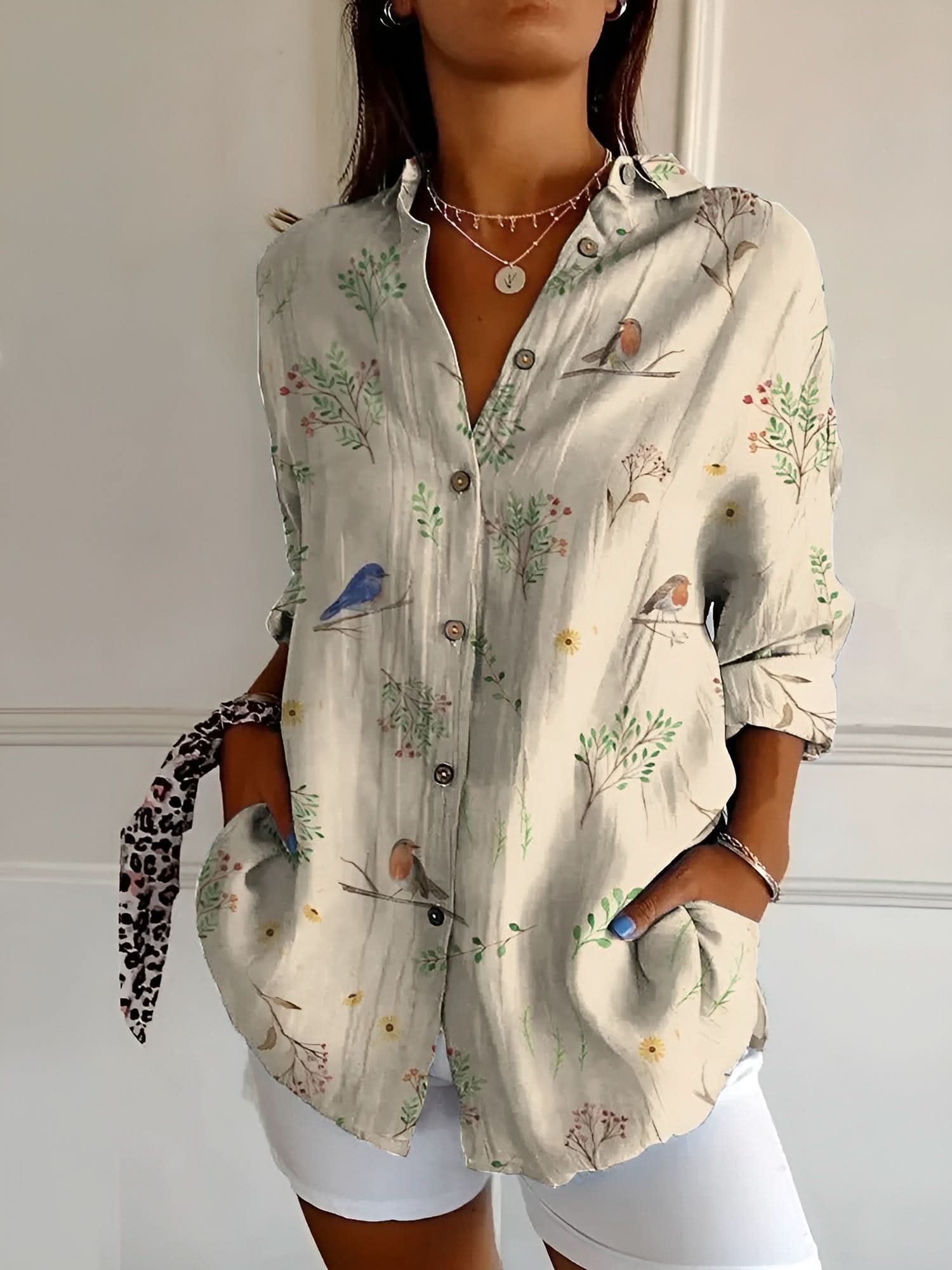 Amara™ Floral Breeze Skjorte med Knap
