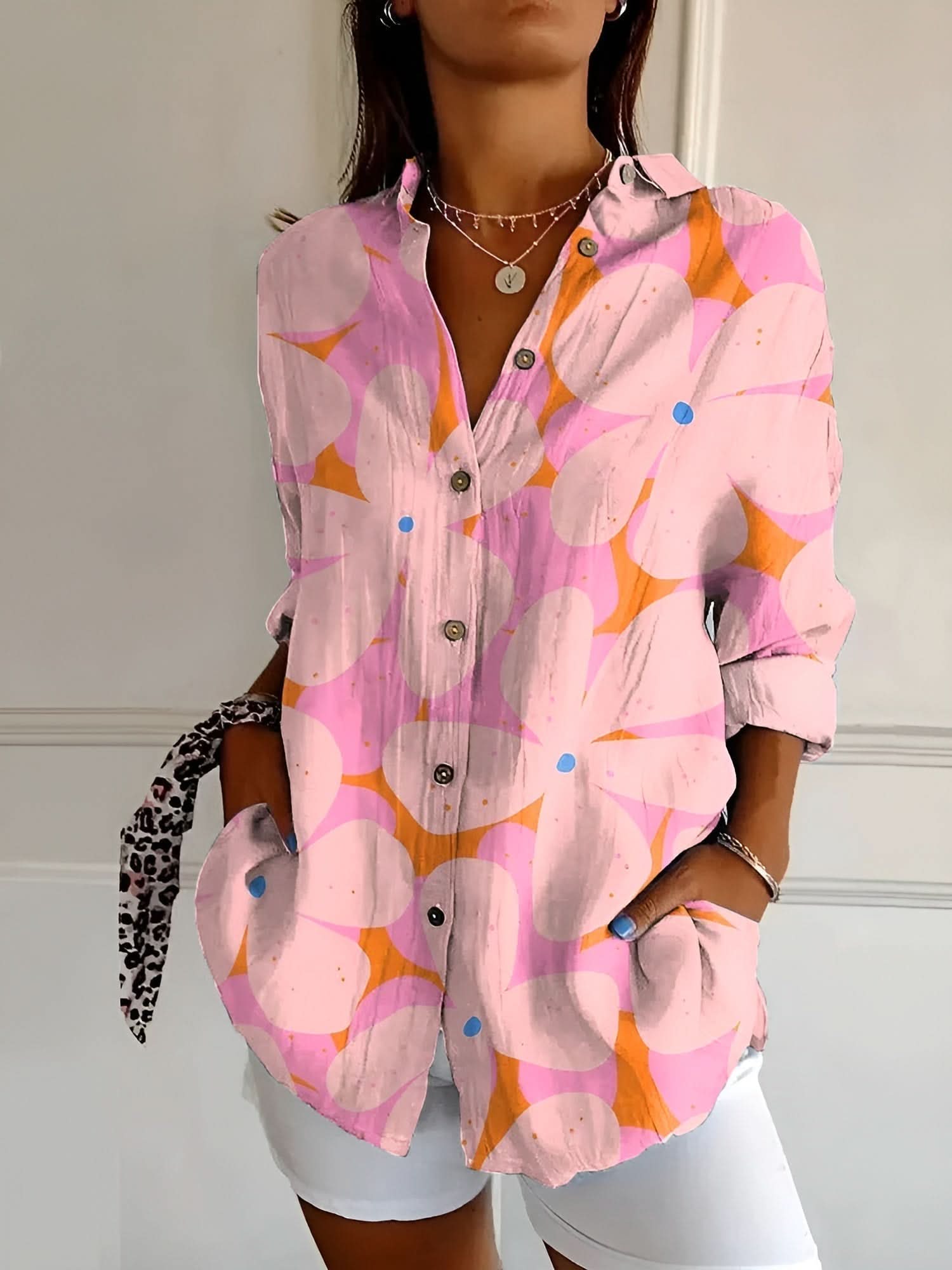 Amara™ Floral Breeze Skjorte med Knap